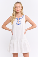 CD25614 EMBROIDERED KEYHOLE FLARE DRESS