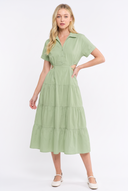 CD25929 MID-LENGTH TIERED CUT-OUT DRESS