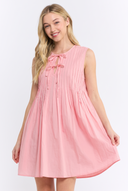 CD25254 LINEN SLEEVELESS PLEATED MIDI DRESS