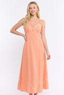 CD25437 SWEETHEART NECK SLEEVELESS LINEN MAXI DRESS