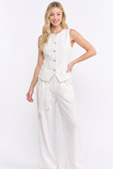 CS25491SP SLEEVELESS BUTTON-UP TOP AND WIDE-LEG PANTS SET - PANTS ONLY