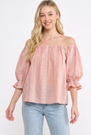 CT25062B BOHEMIAN BREEZE EMBROIDERED BLOUSE