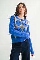 ARGYLE CHARM BUTTON UP CARDIGAN - CMW26724