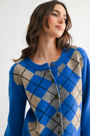 ARGYLE CHARM BUTTON UP CARDIGAN - CMW26724