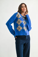 ARGYLE CHARM BUTTON UP CARDIGAN - CMW26724