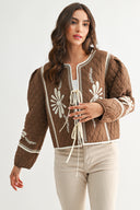 BOHO BLOOM QUILTED TIE-FRONT JACKET - CJJ26700