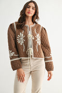 BOHO BLOOM QUILTED TIE-FRONT JACKET - CJJ26700