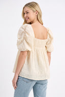 CT25096 FLORAL PUFF SLEEVE SMOCKED BLOUSE