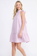 CD25328 MOCK NECK TIE-BACK A-LINE MINI DRESS