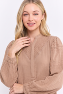 CD25369 LONG SLEEVE RUFFLE MINI DRESS