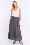 CD25454 HIGH WAISTED BOHO MAXI DRESS WITH WHITE TANK TOP