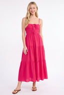 CD25504A SLEEVELESS MAXI DRESS WITH STRAPS AND TIERED SKIRT