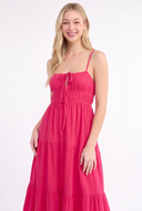CD25504A SLEEVELESS MAXI DRESS WITH STRAPS AND TIERED SKIRT