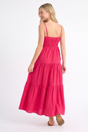 CD25504A SLEEVELESS MAXI DRESS WITH STRAPS AND TIERED SKIRT