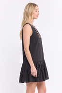 CD25614 EMBROIDERED KEYHOLE FLARE DRESS