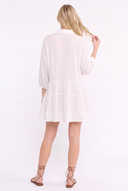 CD25721 CASUAL LONG SLEEVE TIERED MINI SHIFT COTTON GUAZE DRESS