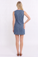CD25910 FLORAL DITSY PRINT DENIM BUTTON-FRONT DRESS