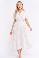 CD25929 MID-LENGTH TIERED CUT-OUT DRESS