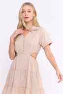 CD25929 MID-LENGTH TIERED CUT-OUT DRESS