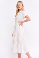 CD25929 MID-LENGTH TIERED CUT-OUT DRESS