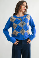 ARGYLE CHARM BUTTON UP CARDIGAN - CMW26724