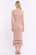 CWD25427 RIBBED SWEATER DRESS WITH SCALLOPPED HEM