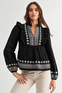 CET26539 EMBROIDERED RUFFLE BLOUSE