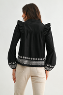 CET26539 EMBROIDERED RUFFLE BLOUSE