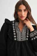 CET26539 EMBROIDERED RUFFLE BLOUSE