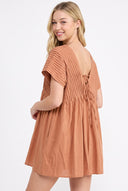 CR25389 PLEATED V-NECK ROMPER