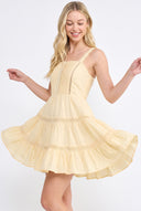 CD25148 FLATTERING SQUARE NECKLINE LACE TRIM SUNDRESS