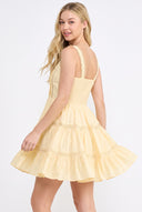 CD25148 FLATTERING SQUARE NECKLINE LACE TRIM SUNDRESS