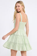 CD25148 FLATTERING SQUARE NECKLINE LACE TRIM SUNDRESS