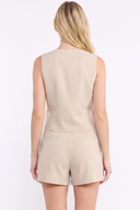 CS25664ST BUTTON DOWN VEST AND SHORTS SET - TOP ONLY