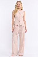 CS25491SP SLEEVELESS BUTTON-UP TOP AND WIDE-LEG PANTS SET - PANTS ONLY