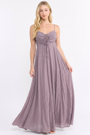 CD25340 GATHERED TIE FRONT SLEEVELESS MAXI DRESS