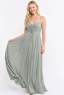 CD25340 GATHERED TIE FRONT SLEEVELESS MAXI DRESS