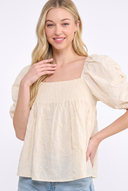 CT25096 FLORAL PUFF SLEEVE SMOCKED BLOUSE