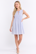 CD25254 LINEN SLEEVELESS PLEATED MIDI DRESS