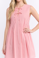 CD25254 LINEN SLEEVELESS PLEATED MIDI DRESS