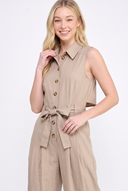 CR25109 SLEEVELESS OPEN FLAP BACK JUMPSUIT
