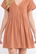 CR25389 PLEATED V-NECK ROMPER