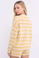 CWS25395 STRIPED CREW NECK SWEATER TOP AND SHORTS SET