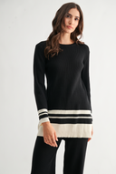 BLACK AND WHITE STRIPED TWO PIECE KNIT SET