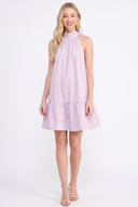 CD25328 MOCK NECK TIE-BACK A-LINE MINI DRESS