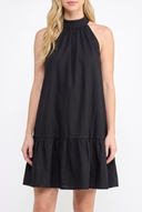 CD25328 MOCK NECK TIE-BACK A-LINE MINI DRESS