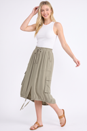 CD25282 CREW NECK SLEEVELESS TWOFER GATHERED MIDI DRESS