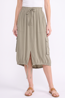 CD25282 CREW NECK SLEEVELESS TWOFER GATHERED MIDI DRESS