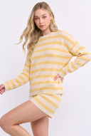 CWS25395 STRIPED CREW NECK SWEATER TOP AND SHORTS SET