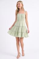 CD25148 FLATTERING SQUARE NECKLINE LACE TRIM SUNDRESS